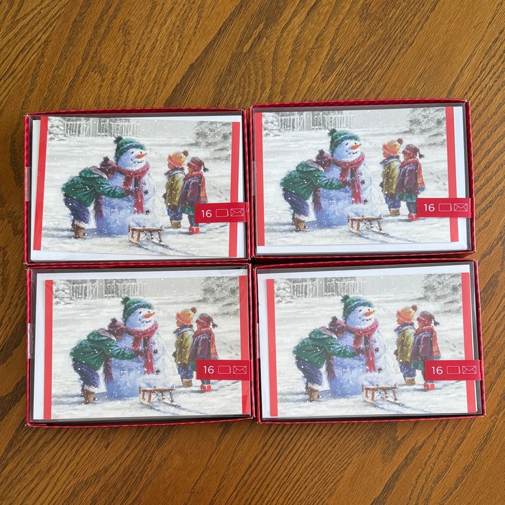 Festive Snowman Holiday Cards - 4 Sets of 16